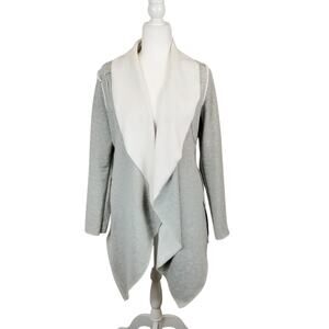 BNCI Women's Jersey Knit Faux Fur Lined Drape Front Waterfall Cardigan Gray M